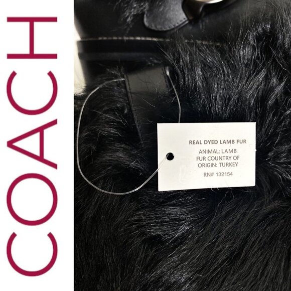 NWT COACH Leighton Shearling Lamb Fur Black Moto Boots, Size 6.5 (EU37) - Picture 10 of 13
